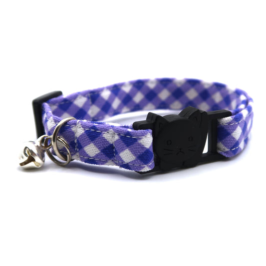 Grape Mini Gingham - Adjustable Cat Collar