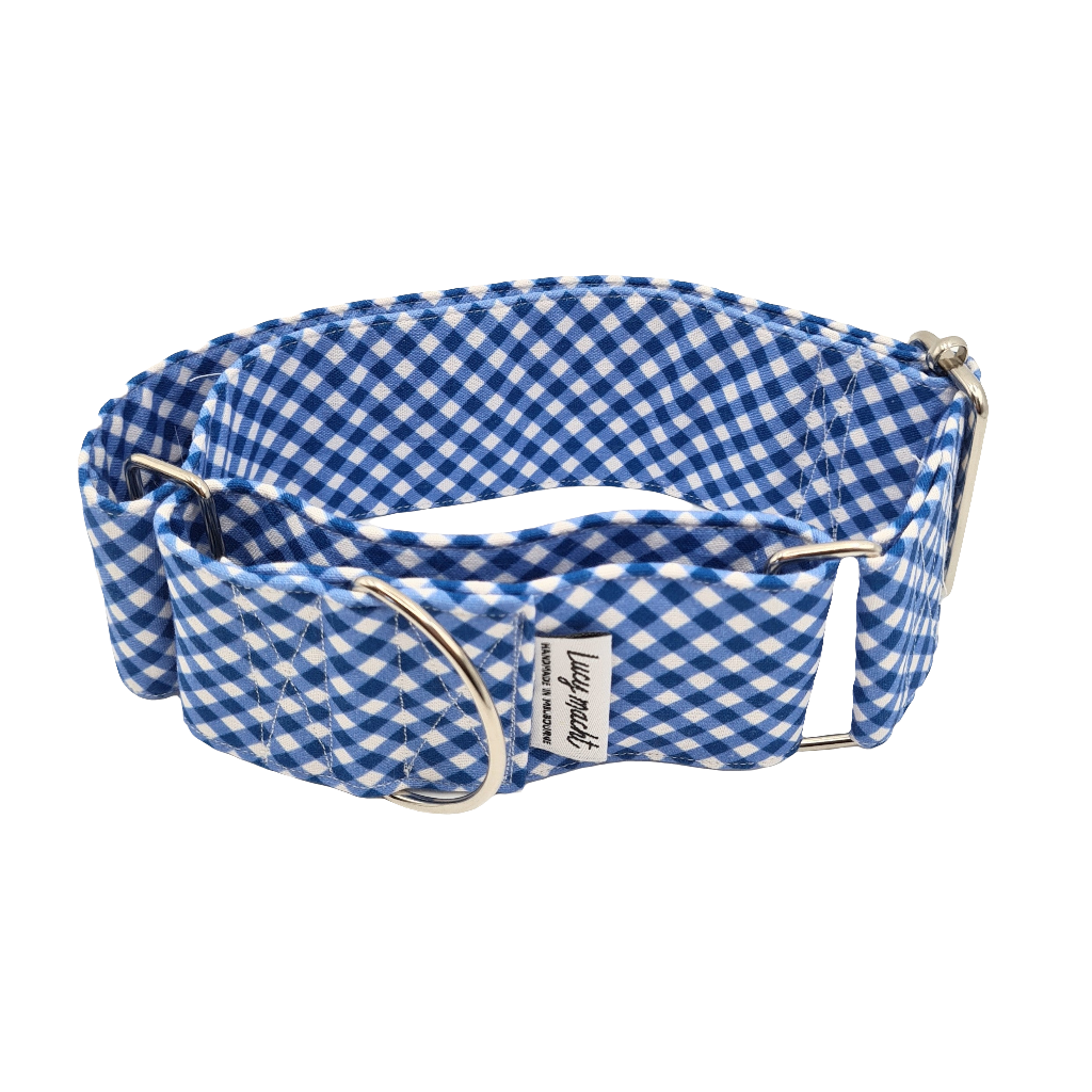 Navy Mini Gingham - Martingale Dog Collar