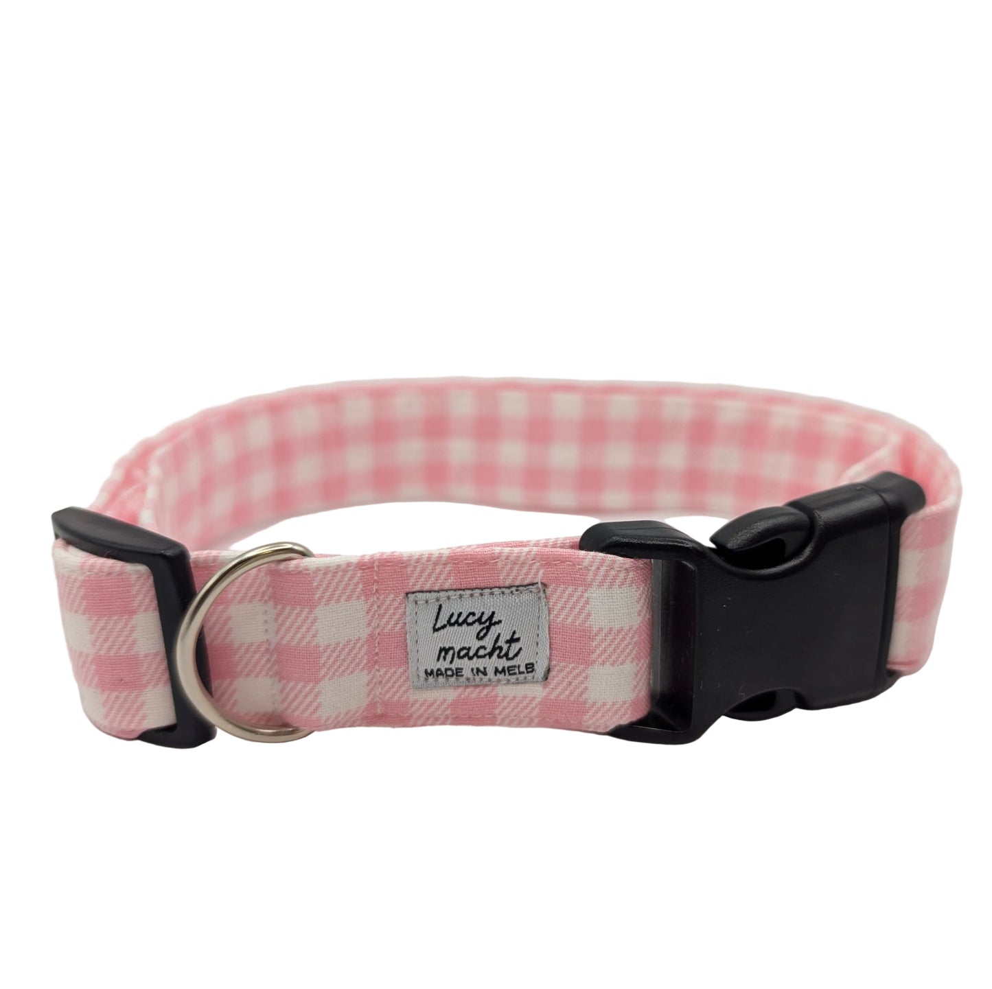 Pastel Pink Gingham - Adjustable Dog Collar