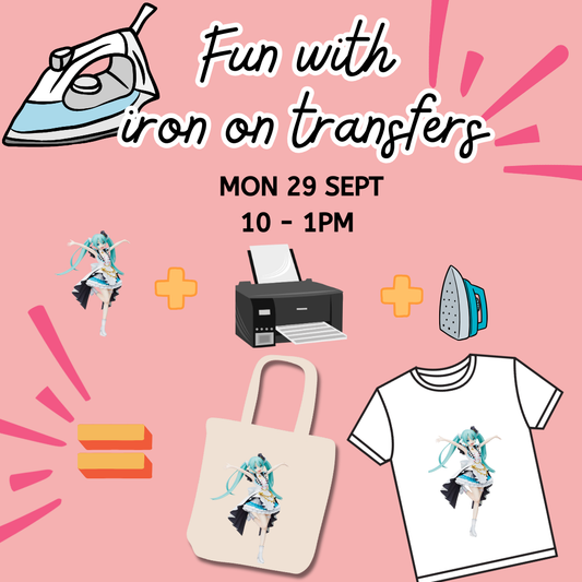 MON 29/9 | Fun with Iron-On Transfer! | 10-1PM Kids/Families | 3 HR WORKSHOP