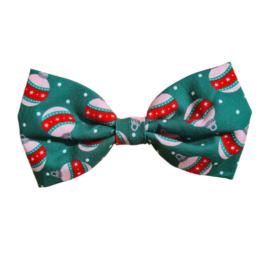 Christmas Baubles Green - Pet Bow Tie